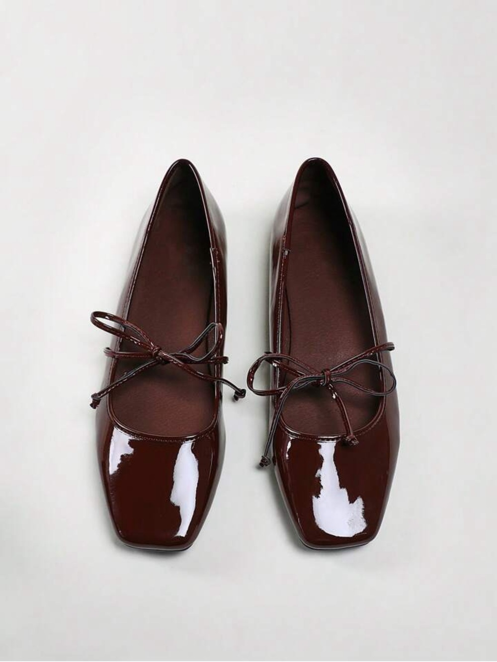 Classic Brown Leather Ballet Flats with Tie Detail